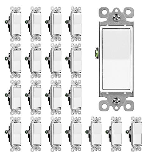 CML Single Pole Decorator Light Switch, 20 Pack Rocker Paddle Wall Switch, 15A 120/277V, On/Off Interrupter, UL Listed, White