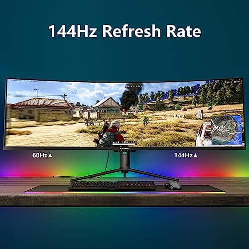 INNOCN 49" Curved Gaming Monitor 144Hz Ultrawide 32:9 WDFHD 3840 x 1080P, R1800, 99% sRGB, HDR400, USB Type C, DisplayPort, HDMI, Built-in Speakers, Height/Tilt Adjustable - 49C1G 5