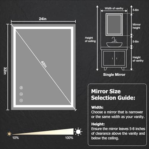 YOLEO 24x32 LED Bathroom Mirror, 32X24 Led Mirror for Bathroom with Front and Backlit, Lighted Bathroom Vanity Mirror for Wall, Anti-Fog, Dimmable, Memory Function, 3 Colors, Horizontal/Vertical 9