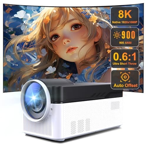 Velec 900 ANSI Short Throw Projector with 8K Support, Smart Portable Video Projector with WIFI 6 and Bluetooth 5.4, Auto Keystone Correction & Electric Focus, 40''- 200'' Display for Home Outdoor