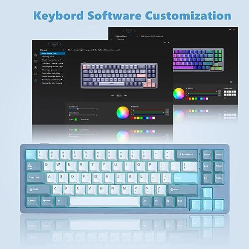 Womier SK71 75% Gaming Keyboard, Aluminum Alloy Shell Wireless Mechanical Creamy Keyboard Bluetooth/2.4G/Wired Hot Swappable Key Board Pre-lubed Switches, Gasket Mounted RGB for Mac/Win (Blue) 6