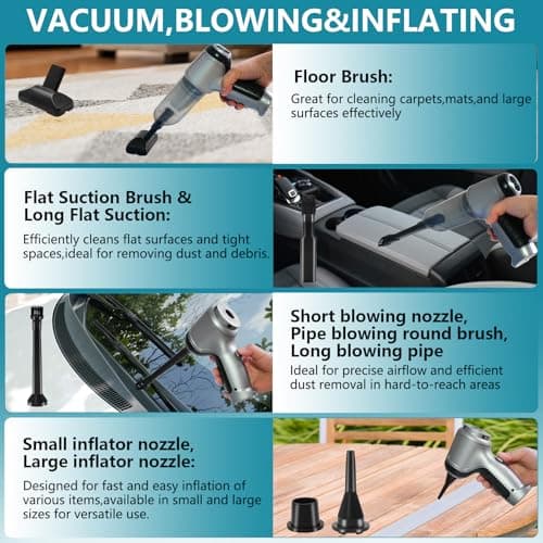 LFSMGS Cordless Handheld Vacuum Cleaner - 15,000PA Powerful Suction, Brushless Motor Car Vacuum for Pets Hair, Portable Cleaner for Cars/Home/Office 5