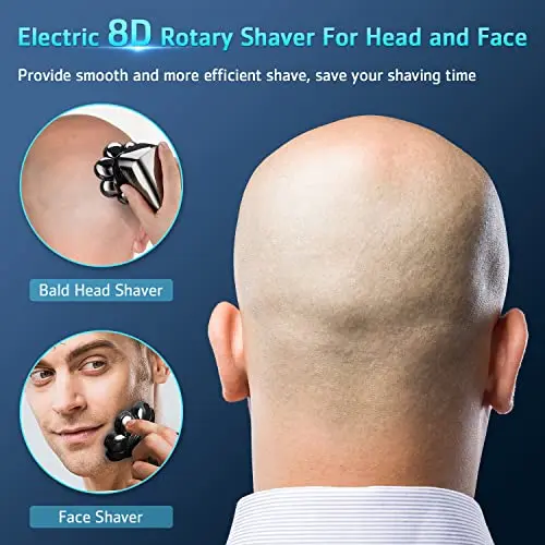Head Shavers for Bald Men, 8D Upgraded 6-in-1 Bald Head Shaver, Waterproof Bald Head Shavers for Men Wet/Dry Use, LED Display Electric Razor Type-C Charging 360°Close Shave 7