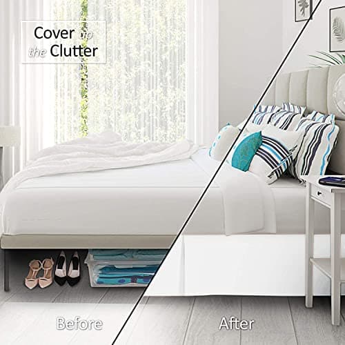 1000 Series College Dorm Room Bedskirts Twin XL Extra Long Ruffled with Split Corner Elegant Design Premium Brushed Microfiber Tailored Drop Easy Care Wrinkle Free - Twin-XL - 30" Drop, White 5