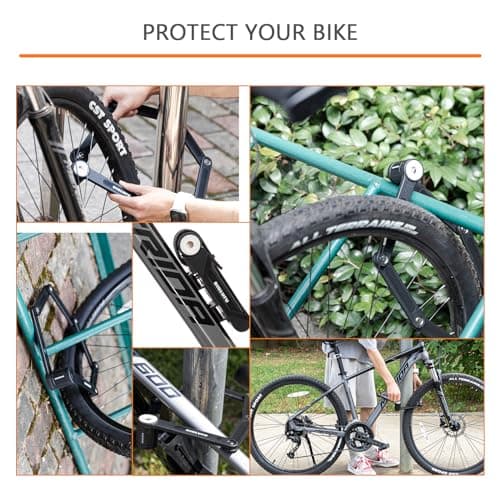 BIGLUFU Bike Lock Bicycle Scooter Motorcycle Folding Locks with 4Keys, Fold Chain Heavy Duty Alloy Steel Foldable Lock with Mounting Bracket 2pc Straps, 86cm/34 Unfolding, 1.92 lbs 5