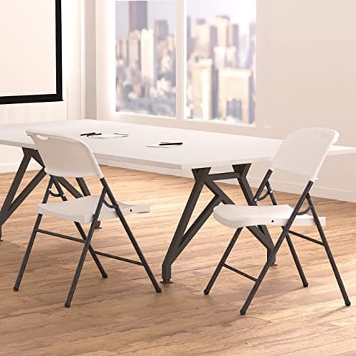Amazon Basics Portable Folding Plastic Chair with Back Support, Easy to Fold and Store, 350-Pound Capacity, White, 2-Pack 6