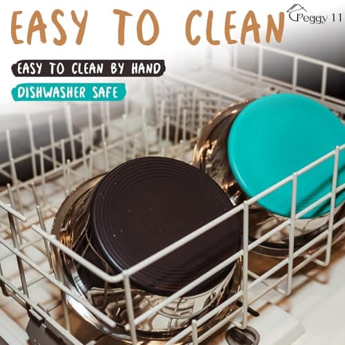 PEGGY11 Deep Stainless Steel Anti-Slip Dog Bowls - 2-Pack, 3 Cups 5