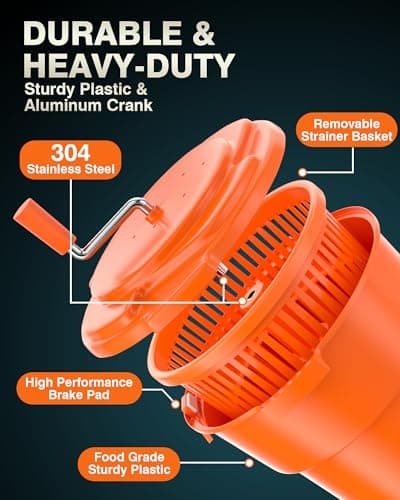 PYY Commercial Salad Spinner - 6 Gallon Salad Dryer Large Salad Spinner w/Silicone Anti-slip Mat & Draining Hose, 24Qt Manual Salad Spinner for up to 7 Heads of Lettuce Spinner Large for Catering 5
