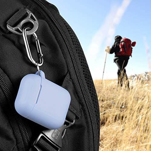 R-fun Compatible with AirPods Case Cover, Soft Silicone Protective Cover with Keychain for Women Men Compatible with Apple AirPods 2nd 1st Generation Charging Case, Front LED Visible,Sky Blue 7
