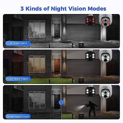Hiseeu Wireless Security Camera System Outdoor,PTZ Dome + Bullet Solar-Powered Camera Outdoor,[1TB HDD,4MP Spotlight] 10CH 10 Inch LCD,Smart Human Detection,2-Way Audio, No Montly Fees 4