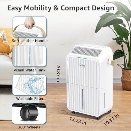 KNKA 2500 Sq.Ft Dehumidifiers for Home with Drain Hose Max 34 Pints, Dehumidifier for Basement, Bedroom, Bathroom, Large Room, Three Modes, Intelligent Humidity Control, Dry Clothes, 24HR Timer 7