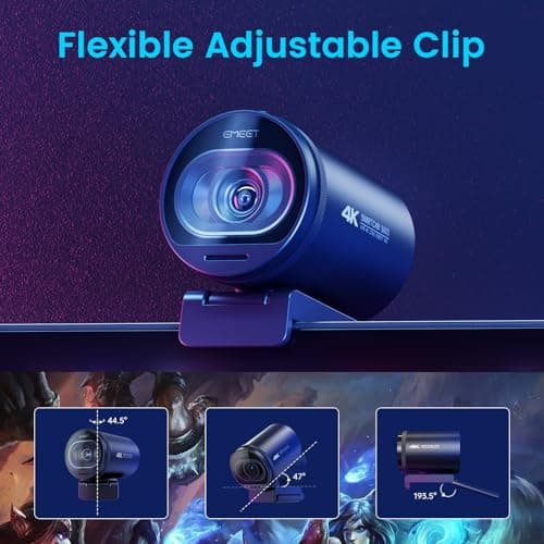 EMEET S600 4K Webcam for Streaming - Sony 1/2.55'' Sensor, PDAF Autofocus, 1080P@60FPS, 2 Noise Reduction Mics, Built-in Privacy Cover, 73° FOV, Streaming Camera for Live Commerce/Gaming/Beauty 8