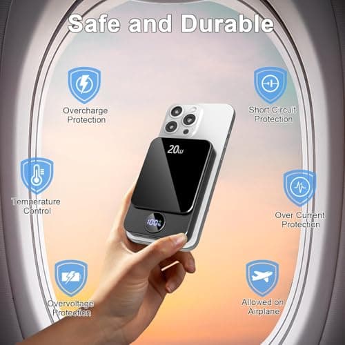 Magnetic Portable Charger, 10000mAh Power Bank with PD 20w Fast Charging, USB C in&Out Battery Pack, Compatible with Mag-Safe for iPhone 16/15/14/13/12 Pro/Pro Max Series, Samsung, Android, and More 6