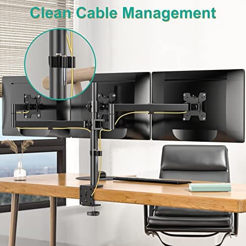 WALI Triple Monitor Mount, 3 Monitor Desk Mount for 13-27 inch Computer Screens, Holds up to 22 lbs, Triple Monitors Stand for Desk, with Tilt, Swivel, Rotation, VESA 75/100mm (M003S), Black 7