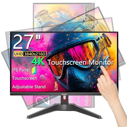 Pisichen Touchscreen Gaming Monitor 27 Inch 4K UHD(3840x2160) IPS Computer Monitor, 60Hz, Ultra-Thin Bezel, HDMI, DisplayPort, 400 cd/㎡, VESA, Tilt Adjustable