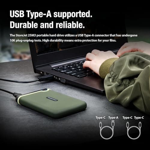 Transcend StoreJet 2TB Rugged External Hard Drive, USB3.1(5Gbps) Portable HDD w/One Touch Auto-Backup Button/Anti-Shock Resistant/Compact&Lightweight/Lightning-Fast Speeds, Iron Gray - TS2TSJ25M3S 6
