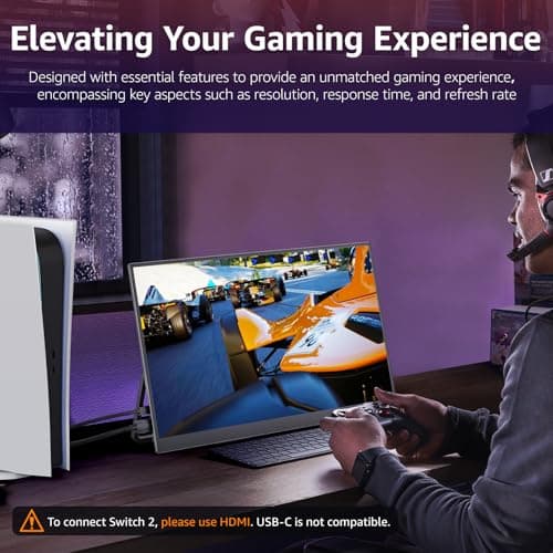 VisionOwl Large Portable Monitor 18.5-Inch 1080P FHD 100Hz Refresh Rate Laptop Monitor, 125% sRGB, IPS Panel, USB-C & HDMI for Laptop, PC, Mac, PS5, Xbox, Built-in Kickstand, Speakers, VESA Mountable 6