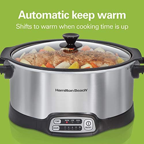Hamilton Beach 33662 Programmable Slow Cooker with 6 Quart Stovetop-Safe Sear & Cook Crock, Silver 5