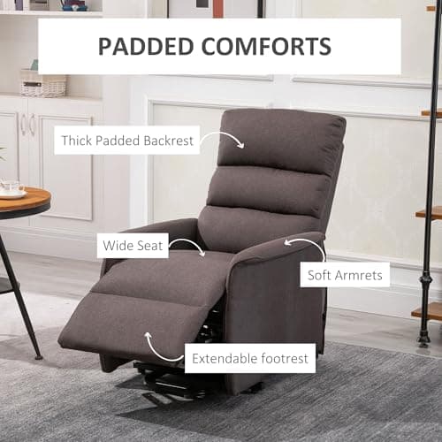 HOMCOM Power Lift Recliner Chair for Elderly, Easy Assembly, Fabric Lift Chair for Adults, Recliner Sofa with Remote Control, Side Pockets for Living Room, Brown 7