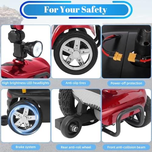 Ecomobi 4-Wheel Mobility Scooter for Adults & Seniors, 350W Electric Powered, 15-45 Mile Range with Removable Battery, 8/9" Tires, Rear Tail Lights, Baskets, Compact Mobility Scooter for Elderly 8