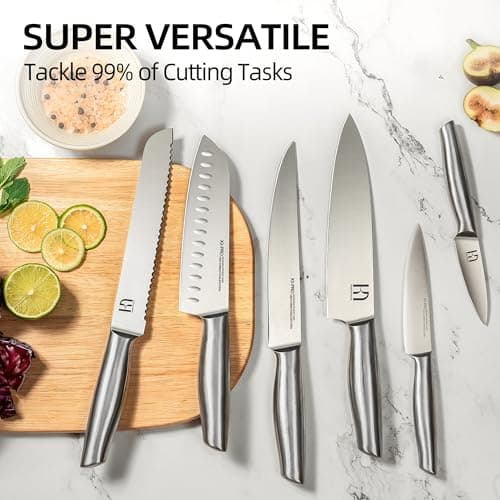 KnifeSaga Kitchen Knife Set 14 Piece Premium Japanese High Carbon Stainless Steel Knife Block Sets with Built-in Sharpener, Razor Sharp Knives Set for Kitchen, Quality Acacia Wood Block Knife Set 8