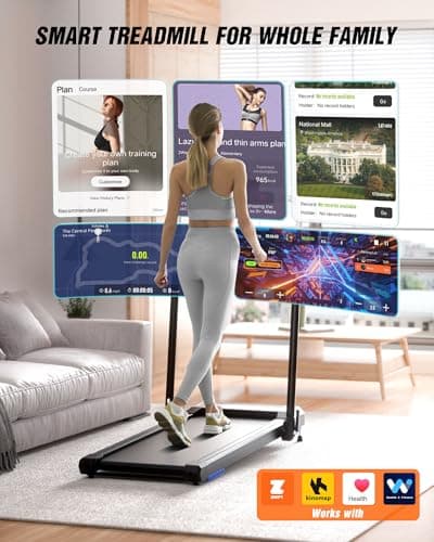 WELLFIT Walking Pad Treadmill with 10% Incline, Under Desk Treadmill for Home/Office, 2 in 1 Folding Treadmills with APP/Remote Control and LED Display, 0.6-7.6 MPH 360 lbs Capacity 8