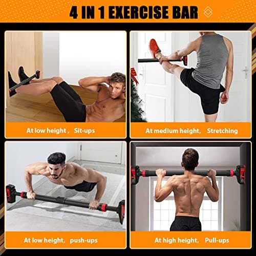 Pull Up Bar for Doorway, Strength Training Pull-up Bars, Chin Up Bar, No Screws, With Level Meter and Adjustable Width for Home Gym Upper Body Workout, No Installation Required, Max Load 440 LBS 7