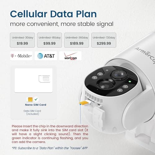 4G LTE Cellular Security Camera, No Wifi Security Camera, 2.5K Solar Camera Outdoor Wireless, 360° Live View, Spotlight Color Night Vision, Motion&Siren Alert, SD/Cloud Storage (SIM Card Included) 5