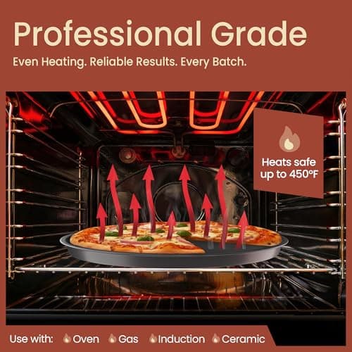 Bakken Swiss Pizza Tray Set 3-Piece – Gray Coating, Non-Stick, Round Steel Pizza Pans - Dishwasher Safe, Premium Bakeware for Home Cooking 6