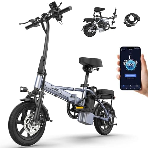 Qlaway Electric Bike for Adults, 500W Folding Ebike 14" Adult Electric Bicycles, 48V 10.4Ah Removable Battery, 28 Miles 22 MPH City Commuter Bicycle, Mini E Bikes for Adults and Teens