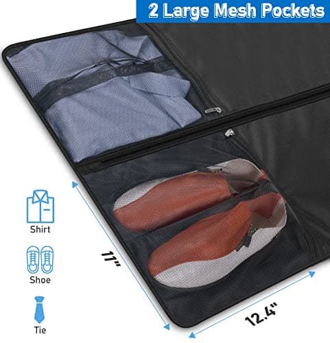MISSLO 43" Heavy Duty Garment Bags for Travel 6" Gusseted Suit Bags for Closet Storage 4 Handles Hanging Clothes Bag with Pocket Mens Suit Cover for Shirts, Coats, Dresses 6