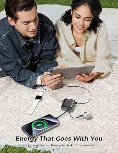 Portable Charger with Built in Cables & Wall Plug,10000mAh Power Bank, 4 Outputs,22.5W USB C Fast Charging,Slim Travel Essential Battery Pack with LED Display for iPhone 17/16/15/14 Seriesm,Black 7