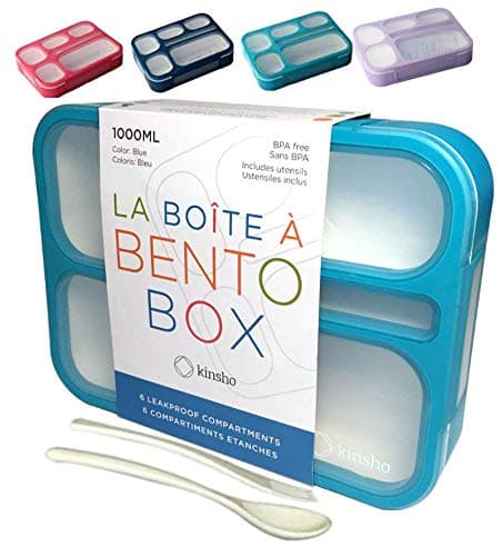 Bento Box Lunch-Box for Kids Adults, Snackle Box Snack Containers for Toddlers Daycare, Leakproof School Bentobox, 6 Section Meal Container for Boys Girls Women Lunches, BPA Free Utensils, Blue