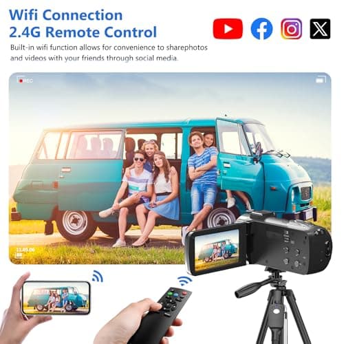 VETEK Video Camera 8k Camcorder 48MP UHD WiFi IR Night Vision Vlogging Camera for YouTube, 18X Digital Zoom 3.0“ LCD Screen Digital Camera with Microphone, 32G SD Card, Remote Control and 2 Batteries 5