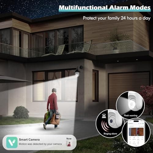 Akasumer Light Bulb Security Cameras Wireless Outdoor Indoor, 2.4GHz WiFi Lightbulb Cameras for Home, 360°PTZ, 2K Color Night Vision, Motion Detection, 2-Way Audio, Spotlight Audible Alarm 6