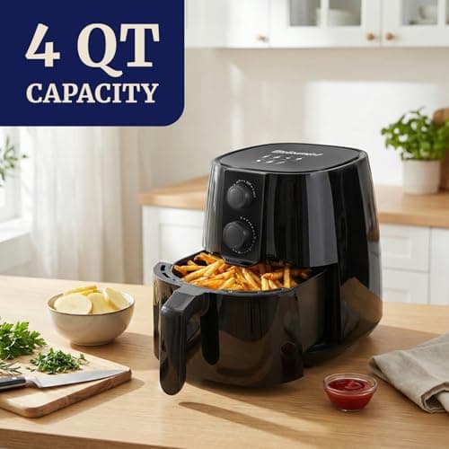 Elite Gourmet EAF4617 Electric Digital Hot Air Fryer, 1350Watts, Oil-Less Healthy Cooker, Timer & Temperature Controls, 4 Quart, Black 5