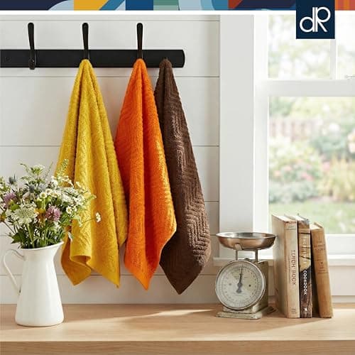 DecorRack 100% Cotton Kitchen Towels, 15" x 25" Absorbent Dish Towels [Premium Quality 400 GSM] Fall Set (Pack of 4) 6