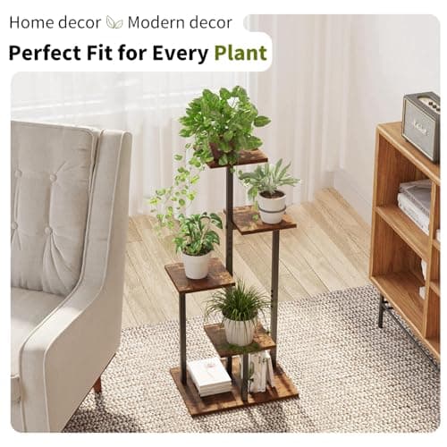 VonDream 4 Tier Plant Stand Indoor, Tiered Plant Stands for Indoor Plants Multiple, Corner Flower Stand for Living Room, Multi-Layer Vintage Design Plant Shelf 9