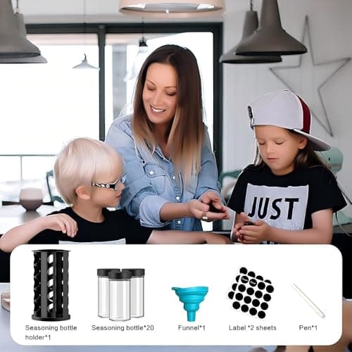 Rotating Spice Rack Organizer for Cabinet, Spice Racks Storage with 20 Jars, Spinning Spice rack for Kitchen Countertop, Spice Holder,Seasoing Storage Racks, Black 7