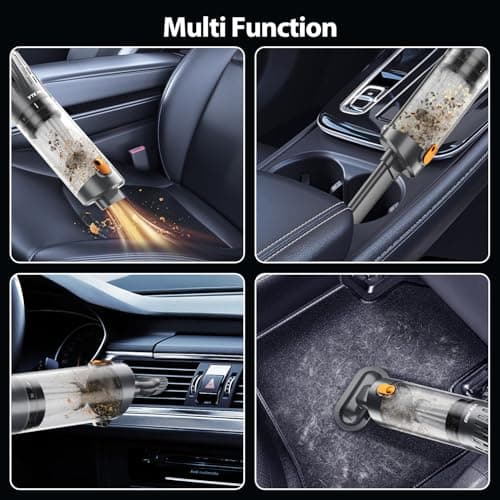 YTE PRO Handheld Vacuum Cordless 15000PA Car Vacuum 3-in-1 Hand Held Vacuums 1.1 Pounds Hand Vac Cordless Rechargeable One-Touch Empty for Cleaning Cars Offices Homes Pet Hair and Dust (Orange) 5