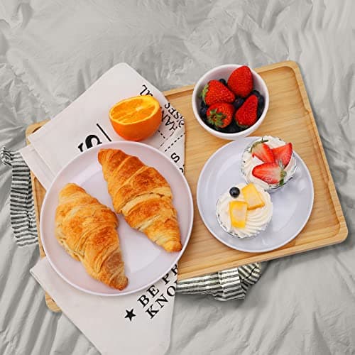 Webacoo Bamboo Tray with Handles - Lightweight Serving Tray for Breakfast in Bed, Coffee Table, BBQ, Kitchen, Ottoman & Party - Perfect for Lap, Couch & Gifting - Large Size Wood Tea Tray - 15”x10” 4