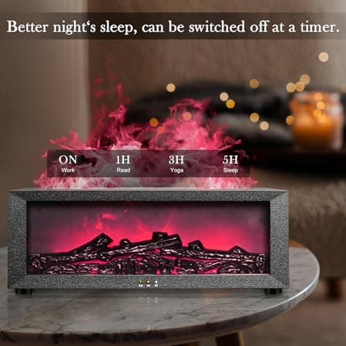 Fireplace Aroma Diffuser with Remote Control - 7 Color Changing LED Flame Essential Oil Diffuser, 1/3/5 Hour Timer, Ultrasonic Cool Mist Humidifier for Home, Office, Yoga Meditation, Spa 7