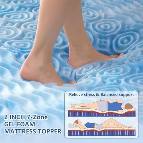 KAYFIA Mattress Topper Full with Dual Layer 3 Inch Memory Foam, 2 Inch Cooling 7-Zone Gel Memory Foam Plus 1 Inch Down Alternative Pillow Top Mattress Topper,Deep Pocket, Support for Back Pain Relief 6