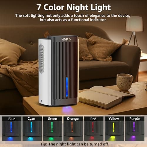 Dehumidifier,95 OZ Water Tank, (1000 sq. ft) Quiet Dehumidifier for Basement, Bathroom, RV, Closet, Bedroom with Auto Shut Off, Sleep Mode,7 Colors LED Light, Dehumidifiers for Home (White/Black) 7