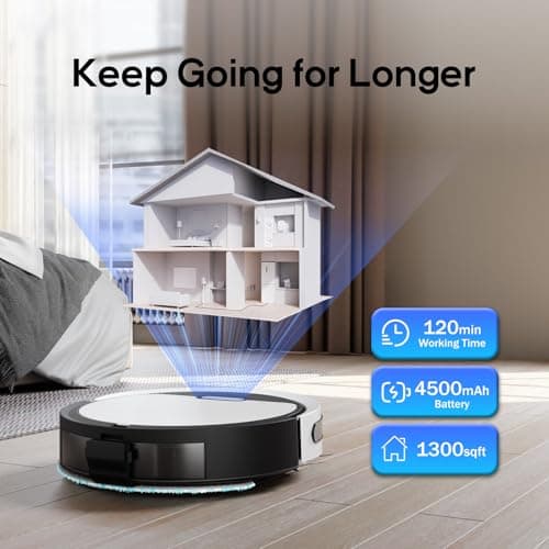 V3 Robot Vacuum and Mop Combo,KIPVVO 3-in-1 Ultra Thin Self-Charging Automatic Robot Vacuum Cleaners with 5000Pa Strong Suction,120mins Runtime,WiFi/App/Remote Control for Hard Floors,Pet Hair,Carpets 7