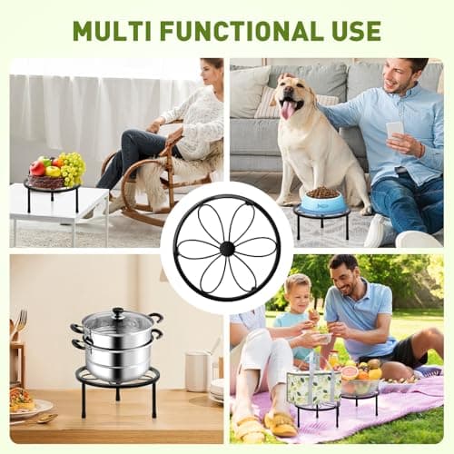 ESRICH 2 Pack 7.8" Metal Plant Stand Indoor , Black Plant Stands Outdoor, Rustproof Round Heavy Duty Flower Pot Stand, Potted Plant Holder for Garden Home 6