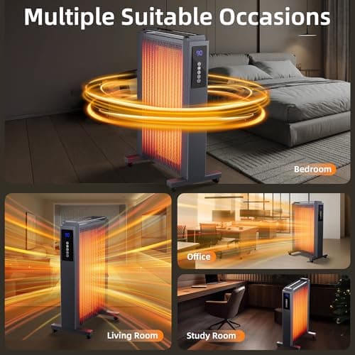 Landeagle 1500W Radiator Heater with Thermostat, Space Heater with Remote Control, Electric Heater with Tip-over & Overheat Protection, radiant heater with 12H Timer for Indoor, Office, Use(33IN) 7