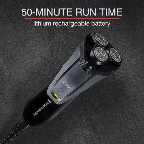 Remington R4 Style Series Rotary Shaver for Men, Flexing Technology and Sensitive Skin Comfort, Rechargeable Wet or Dry Electric Razor with Graphite Coating, Pop Up Trimmer, and Stubble Attachment 5