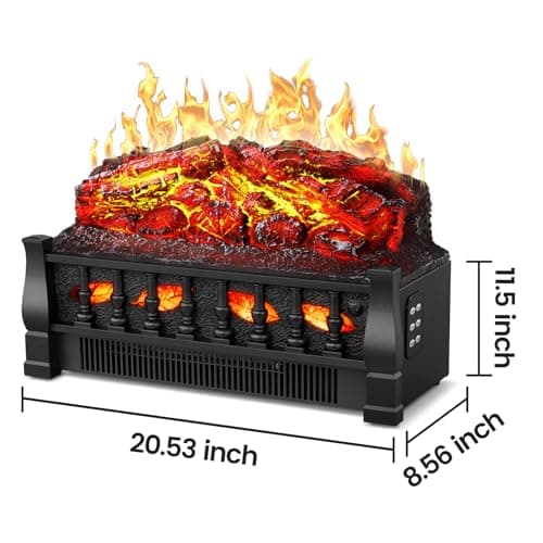 21 Inches Electric Fireplace Insert Log Heater Set, Freestanding Heater with Adjustable Flame Brightness and Flicker Speed, 750w/1500w Heating, Overheat Protection, Remote Control 6