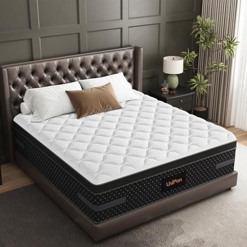 UniPon Firm Queen Size Mattress, 14 Inch Hybrid Bed Mattresses for Back Pain Relief Extra Lumbar Support Motion Isolation with 760+ Pocket Springs, Fiberglass-Free 365 Night Trial